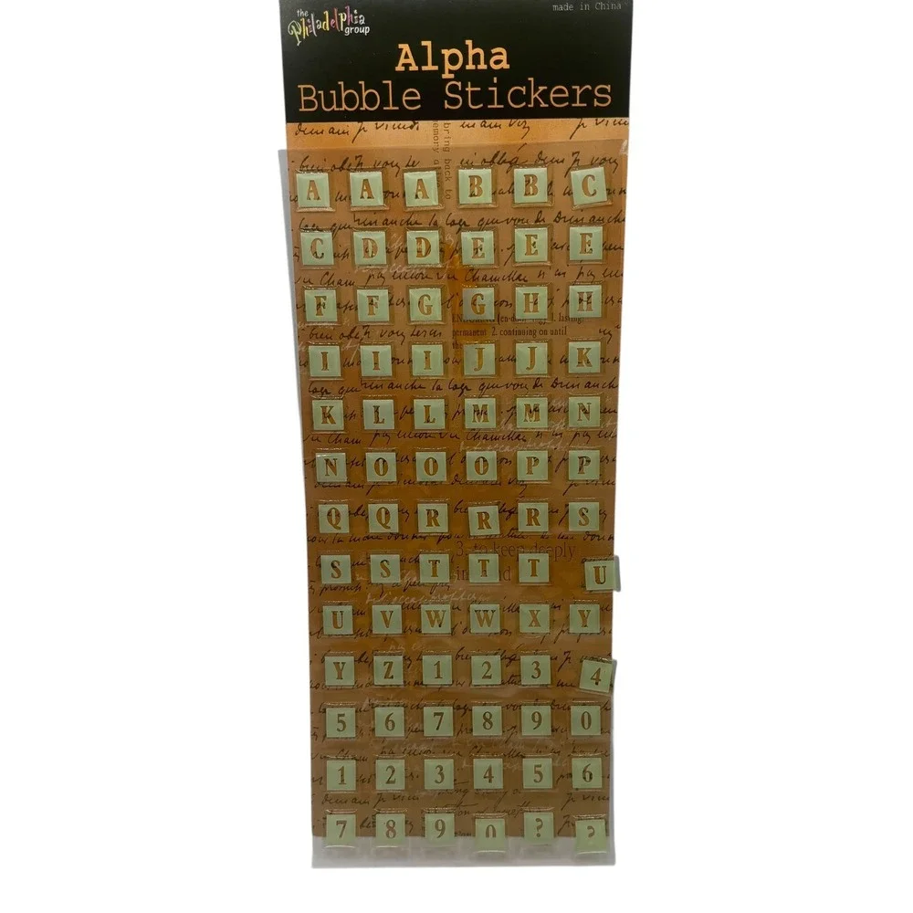 The Philadelphia Group Alpha Bubble Stickers 8 Sheets Multi Color Vintage Script